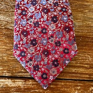 Said Fifth Avenue Silk Tie Burgundy Blue Flowers 3” Wide